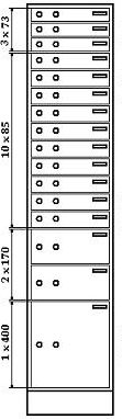 Депозитные ячейки для установки в хранилищах - Депозитная стойка ДИК ДХ-16